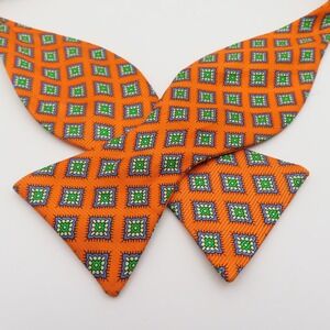 The Bow Tie Club Bow Tie Orange Green Purple 2.5" Wide Self Tie Silk USA